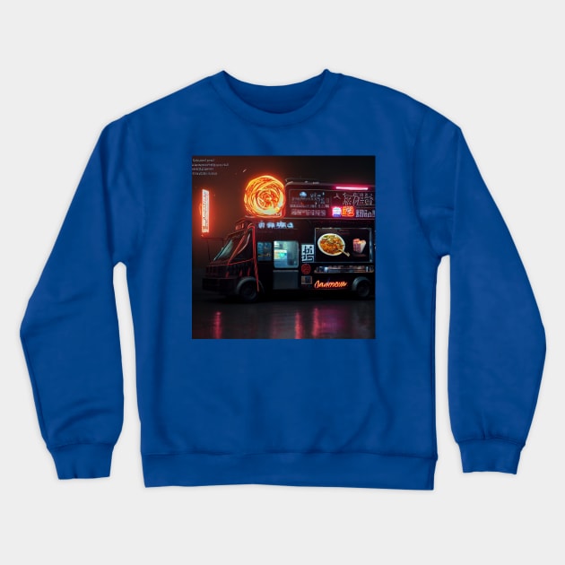 Cyberpunk Tokyo Ramen Food Truck Crewneck Sweatshirt by Grassroots Green